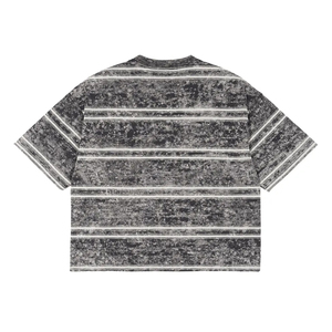 Camiseta de Hombre a la Moda, Vintage, 100% Algodón, de Alta Calidad para Impresión, Talla Grande, a Rayas, Lavada con Ácido - Product Image 2