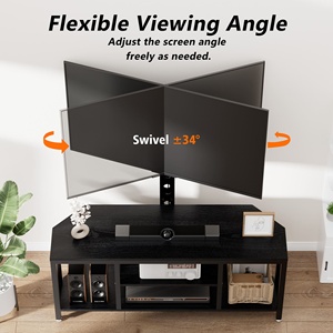 Support TV LED RGB avec prises électriques, support TV pivotant, centre de divertissement avec étagères de rangement pour salon - Product Image 4