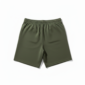 Men's Olive Green Quick Dry Shorts Mid Waist <b>Elastic</b> Waist Solid Color Casual Woven Fabric 100% Polyester Canvas - Product Image 4