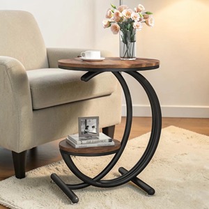 Mesa de Centro Moderna con Tapa de Madera y Estructura de Hierro, Estante de Almacenamiento, Mueble Decorativo para Sala de Estar - Product Image 4