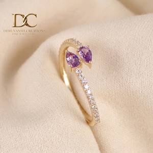 Anillo de Oro Sólido de 9k con Diamante Cultivado en Laboratorio y Alejandrita Cultivada en Laboratorio, Elegante y Fino, de Dhruvansh Creations, Certificado por IGI, Personalizado para Mujer - Product Image 3