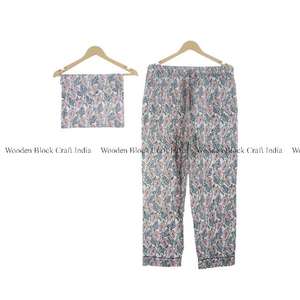 Ensemble pyjama indien fait main 100% coton, imprimé floral, pantalon ultra-confortable et chemise, robe de nuit pour femme, shorts pour la maison, vêtements de nuit d'été - Product Image 3