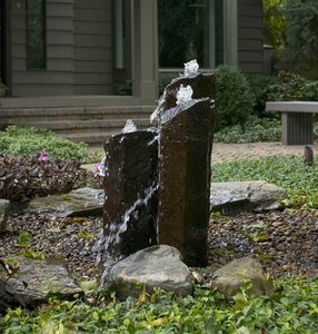 Juego de 3 Fuentes Modernas de Basalto Natural en Columna de 35/50/70cm, Resistente a las Heladas, Decoración de Agua con Pilares de Piedra Volcánica para Paisajismo - Product Image 4