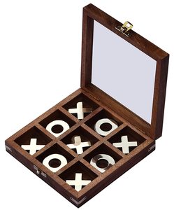 Juego de Tic Tac Toe de Madera con Caja de Almacenamiento, Hecho a Mano con Madera de Sheesham, Colección de Rompecabezas - Product Image 3