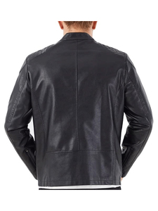 100% <b>Top</b> <b>High</b> Quality Comfortable Breathable Men Black Cow Skin <b>Leather</b> Jacket Winter Warm Long Sleeve Stand Collar Streetwear - Product Image 2