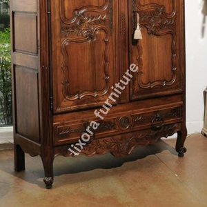 Luxury Handcrafted Solid Wood 2 Door <b>Wardrobe</b> Ornate French Carving Premium Finish Armoire - Product Image 4