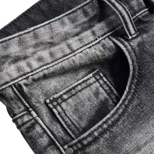 Mens <b>Black</b> Acid Wash Distressed Denim <b>Shorts</b> Cotton Straight Leg Ripped Casual Summer Five Pocket Button Zip Closure Breathable - Product Image 3