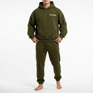 ชุดวอร์มผ้าฝ้ายฟลีซคุณภาพพรีเมียม แบบกำหนดเอง OEM เสื้อฮู้ดดี้และกางเกงจ็อกเกอร์ ขายส่ง - Product Image 3