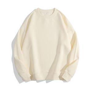 Sudadera de cuello redondo de algodón 300GSM en blanco al por mayor, estilo urbano oversize 2026 - Product Image 3