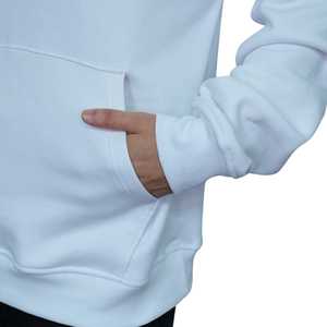 Sudadera con Capucha para Hombre, 100% Algodón, Estilo Casual, Color Blanco Puro, con Estampado Puff, Premium, Suave, Talla Grande - Product Image 2