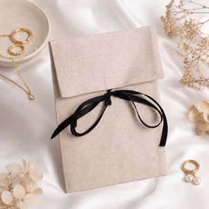 Premium Organic Cotton Canvas Flap <b>Envelope</b> Bag Silk Ribbon Tie Custom Logo Recyclable Packaging for Glasses Makeup-Promotional - Product Image 1