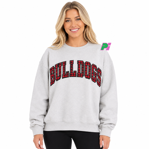 เสื้อสเวตเชิ้ตคอกลมโอเวอร์ไซส์สีเทาสำหรับผู้หญิง ปักลายตัวอักษร Bull Dogs ผ้าคอตตอนผสม ถักแบบสั่งทำพิเศษ - Product Image 5