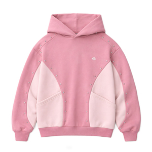 Sweat à capuche personnalisé pour homme avec détails cloutés, 400 GSM, haute qualité, en molleton de coton, coupe ample, style streetwear, effet délavé - Product Image 1