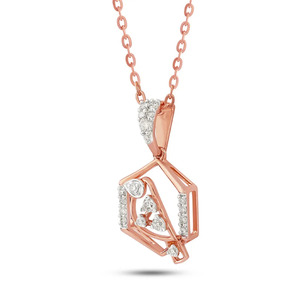 Collar con Colgante de Cadena Dorada con Acentos de Diamantes y Piedras Multicolores en Marco Hexagonal Geométrico - Product Image 4