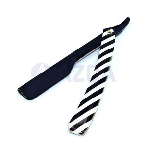 Rasoir droit professionnel à manche en plastique pour barbier, lame unique, usage visage et corps, revêtement noir, pour salon de beauté - Product Image 4