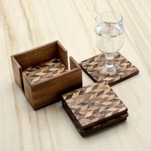 Premium Handmade Wooden <b>Drink</b> <b>Coaster</b> Set <b>For</b> Dining Table Protection And Home Decoration - Product Image 1