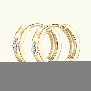 Pendientes de aro de lujo de plata de ley 925 con diamantes, diseño de cruz, joyería Huggie para mujer, regalo. - Product Image 2