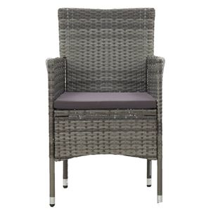 Set of 2 <b>Grey</b> Poly Rattan and Steel <b>Frame</b> Chair Medium Patio Furniture - Product Image 3