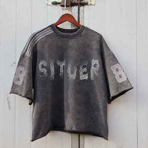 Custom Logo Printed Oversized French Terry <b>Tshirt</b> High Quality Blank Vintage Acid Wash Cotton Plain T Shirt for Man - Product Image 1