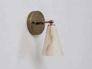Aplique de Pared de Alabastro Estilo Moderno de Mediados de Siglo, Lámpara de Pared de Mármol Natural, Lámpara de Vanidad de Latón Sólido, Lámpara de Pared de Lujo con Cableado Fijo - Product Image 4