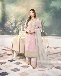 Designer Embroidery And 3mm Sequence Work Faux Georgette <b>Top</b> With Plazzo Bottom And Dupatta Fully Stitched Ready To Wear Set - Product Image 4