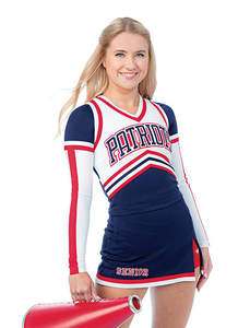 Costume de pom-pom girl personnalisable pour femmes, imprimé par transfert thermique, en polyester et élasthanne, jupe, taille XXXS, ensembles d'uniformes de cheerleading - Product Image 4