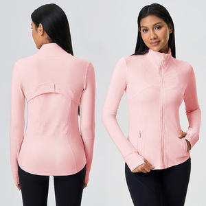 Roregal <b>Women's</b> Nylon Stretch Yoga <b>Running</b> <b>Jacket</b> Autumn Winter Long Sleeve Full Zip Fitness Training Sportswear Activewear Top - Product Image 1