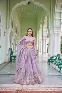 Apparel Accessories Ethnic Clothing Indian Pakistani Sets <b>Gold</b> Crush Thread Sequin Embroidered Lehenga Unstitched <b>Blouse</b> (HK 64) - Product Image 2