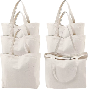 Bolsa de compras de lona con asas de algodón, diseño sencillo para compras diarias, viajes, transporte, empaque de regalos y uso en tiendas minoristas. - Product Image 5