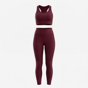 Conjunto Deportivo de Dos Piezas para Mujer, Top Deportivo de Cintura Alta con Efecto Push-Up, Pantalones Transpirables y Elásticos, Ropa Deportiva para Yoga, Gimnasio y Fitness - Product Image 1