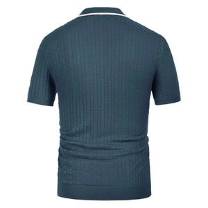 Polo de Punto Personalizado, Polo Casual Azul Texturizado, Polo Premium Suave y Elástico de Fabricante de Moda - Product Image 2