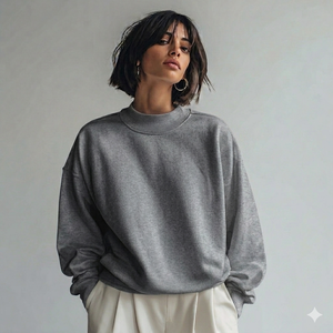 Women's Winter Long New Fashion Cotton Fleece Plus Size Mock Neck Sweatshirt <b>Hip</b> Hop Style Custom Logo Eco-Friendly Casual Wear - Product Image 5