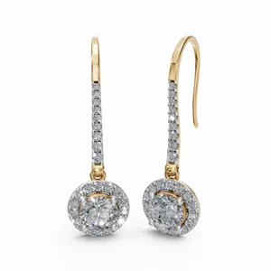 Pendientes de Diseño con Diamantes Redondos Her Highness en Oro Amarillo de 18K, 54 Piezas de Diamantes, Pendientes Colgantes para Mujer - Product Image 2