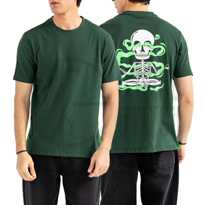 Camiseta de Manga Corta para Hombre, Color Naranja, Cuello Redondo, Corte Holgado, Informal, Transpirable, 100% Algodón Tejido, Color Sólido - Product Image 6
