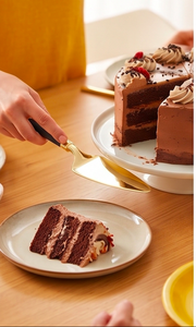 Premium Handmade Gold Cake Knife And Server <b>Set</b> With Black Handle Triangle Shape Perfect For Cakes And Muffins Serving - Product Image 5