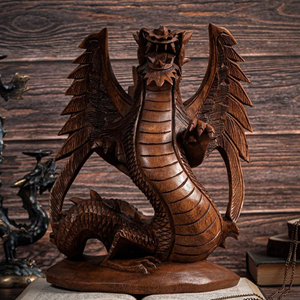 Solid Hardwood <b>Dragon</b> <b>Art</b> Sculpture Decorative Wooden <b>Dragon</b> Figurine Wholesale Premium <b>Dragon</b> Carving Wooden Home Decor - Product Image 3