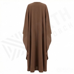 อาบายะผ้าโพลีเอสเตอร์เนื้อนิ่มแบบเปิดด้านหน้า สีพื้น ผ้าไนดา น้ำหนักเบา ประดับลูกปัด เรียบง่าย สุภาพ สไตล์อิสลาม มุสลิม แบบสั่งตัดได้ ลายผีเสื้อ - Product Image 2