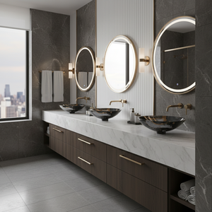 Aluminum Bathroom Sink <b>Marble</b> Design Luxury Metal <b>Table</b> <b>Top</b> Wash Basin Custom Shape for Hotel Renovation - Product Image 4