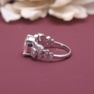 IGI Certified Pink Lab Grown Diamond Floral Halo <b>Ring</b> with Marquise Pear and Round Diamonds in 9K White / Rose & Yellow <b>Gold</b> - Product Image 5