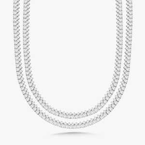 Collier tennis double rangée de diamants de laboratoire en or massif 10K 14K, 30 pouces, 35,56 carats au total, collier statement, vente en gros, usine de bijoux - Product Image 3