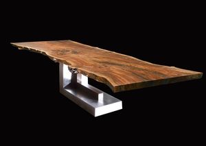 Table à manger rectangulaire en bois massif rustique écologique faite à la main, design moderne, pieds en métal multifonctionnels et stables, 6 places - Product Image 2