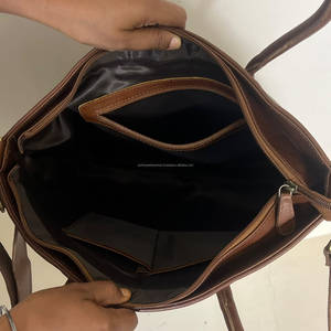 Bolso Tote Vintage de Cuero Vacuno Genuino con Parches para Mujer, con Correa Desmontable y Cierre de Cremallera, Bolso de Hombro para Uso Diario - Product Image 6