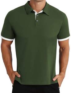Camisetas Casuales para Hombre, Corte Ajustado, Cuello con Solapa, Diseño de Contraste de Color, Microelásticas - Product Image 3