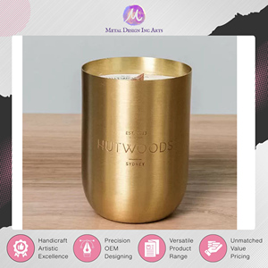 Logo personnalisé disponible, pots à bougies vides uniques en laiton doré et acier inoxydable, parmi les plus vendus, à un prix de marché impressionnant - Product Image 2