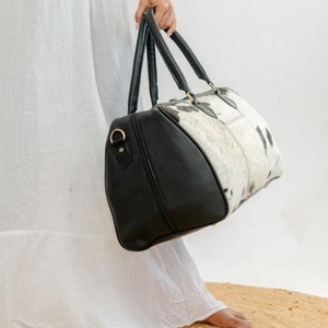 Bolsa de equipaje Hairon de piel de vaca de viaje, bolsa de lona Vintage de cuero para acampar y senderismo, bolsa de fin de semana hecha a mano para hombres y mujeres - Product Image 3