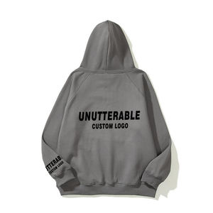 เสื้อฮู้ดดี้ผู้ชายแบบโอเวอร์ไซส์ ผ้าคอตตอน 100% หนานุ่มสองชั้น พร้อมโลโก้พิมพ์และปัก - Product Image 3