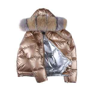 Veste longue matelassée argentée métallisée pour femme avec capuche en fausse fourrure, manteau d'hiver luxueux, chaud, matelassé, coupe-vent et respirant, style streetwear - Product Image 4