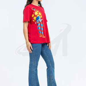 Camiseta de Algodón con Estampado Gráfico para Mujer, Corte Holgado Informal, Tejido Transpirable y Suave, Ropa de Calle de Verano, Moda Moderna - Product Image 4