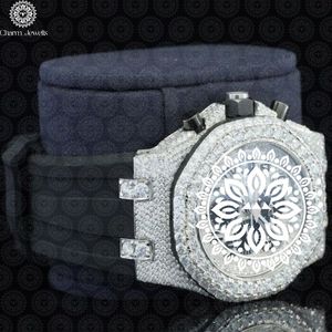 Montre de luxe pour homme Charm Jewells, boîtier en acier inoxydable, lunette carrée sertie de diamants, mouvement mécanique, cadran de 40 mm, date automatique, fonction push - Product Image 4