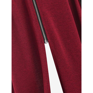 เสื้อโค้ทยาวทรงโกธิคสำหรับผู้หญิงไซส์พลัส มีฮู้ด แต่งเชือกผูกด้านหน้า ซิปด้านหน้า ชายเสื้อไม่เท่ากัน  แบบยาว - Product Image 5